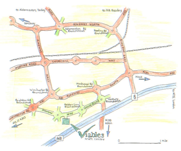 Sketch map of Viables Craft Centre location